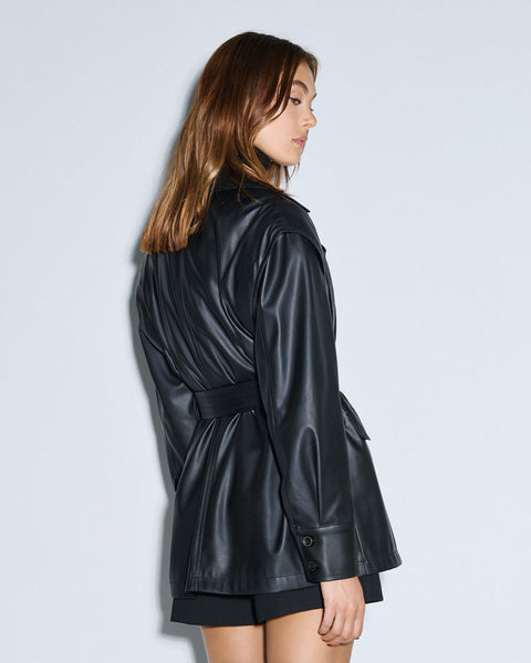 Access fashion 1032 short faux leather trench
