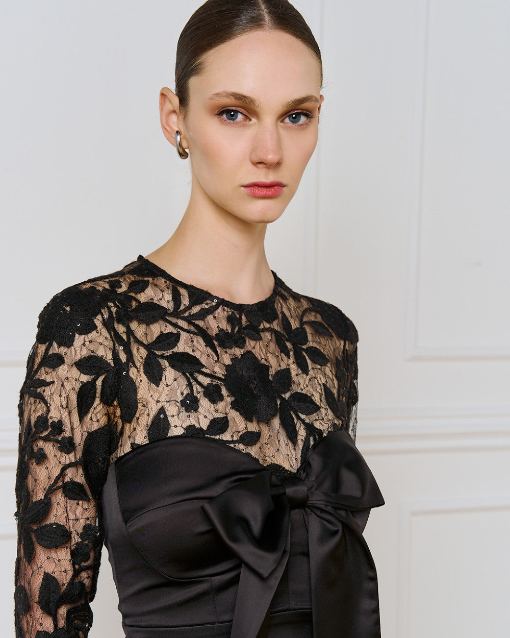 Access Fashion 2013 Blouse with lace and bow Vanilla