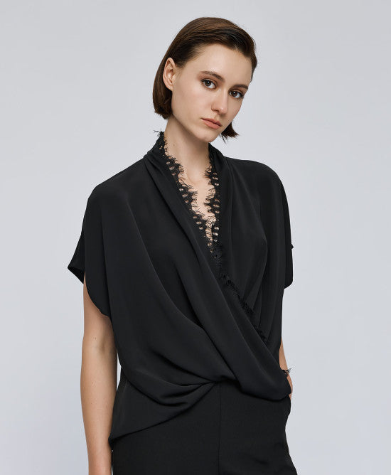 ACCESS FASHION Wrap top with lace