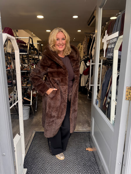 Foreva  Young Liz  long faux fur hooded  coat