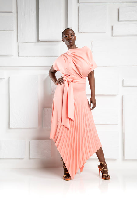 KEVAN JON KYOTO FLO PINK DELAUNEY SCUBA KNEE LENGTH DRESS
