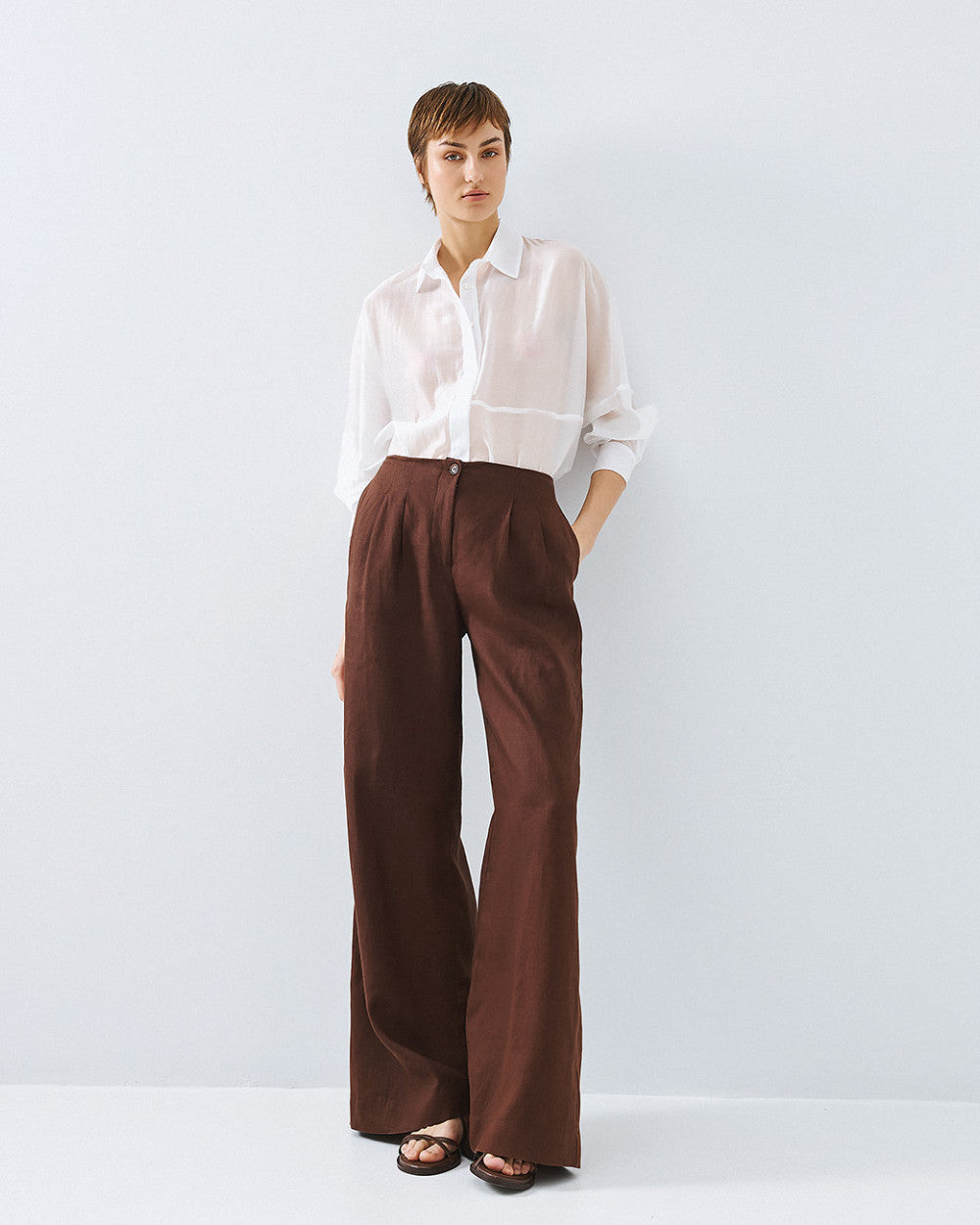 Access fashion 5007 Pleated Pants COFFE