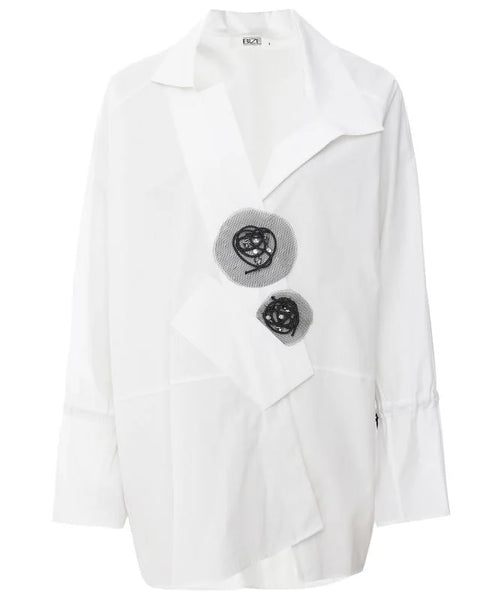 BIZE White Shirt With Mesh detail