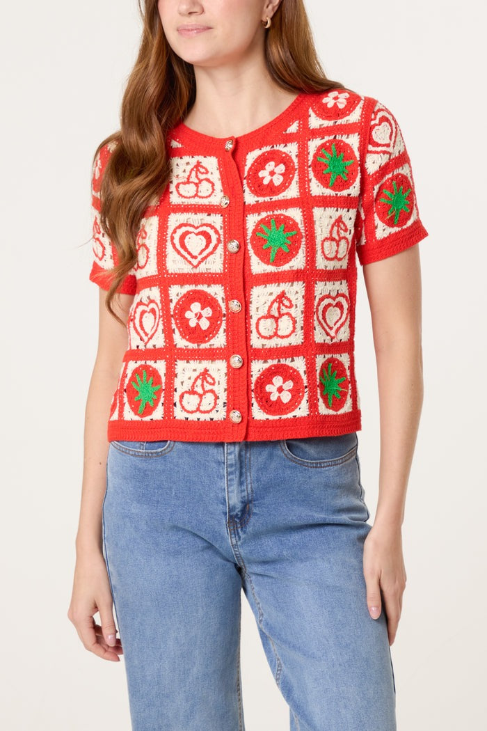 Wild Flower 5694 Crochet cardigan tomato red
