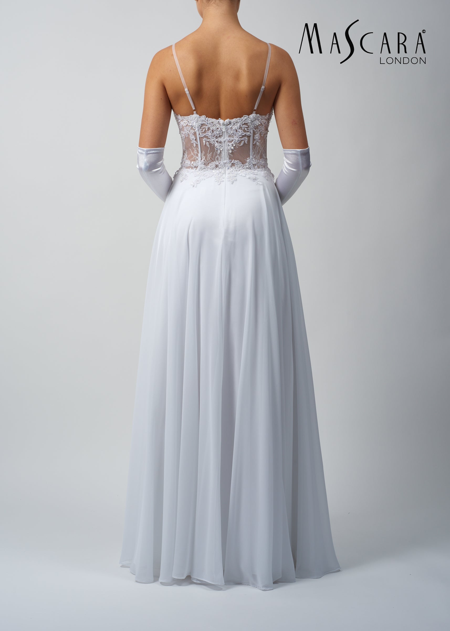 Mascara MC3123111 Boned V neck dress White