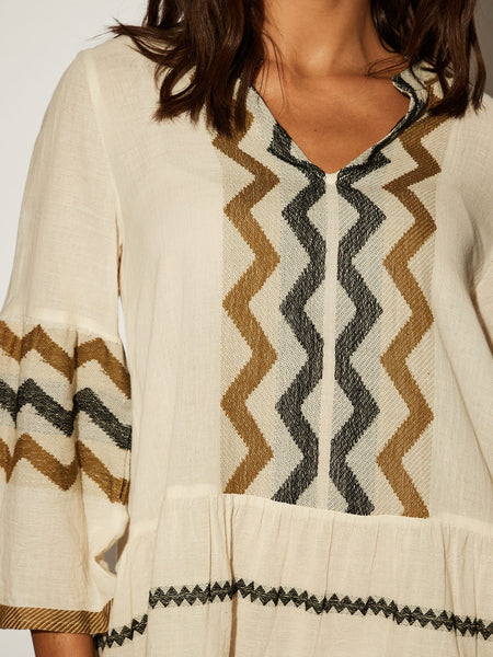 South beach jacquard tiered hem dress