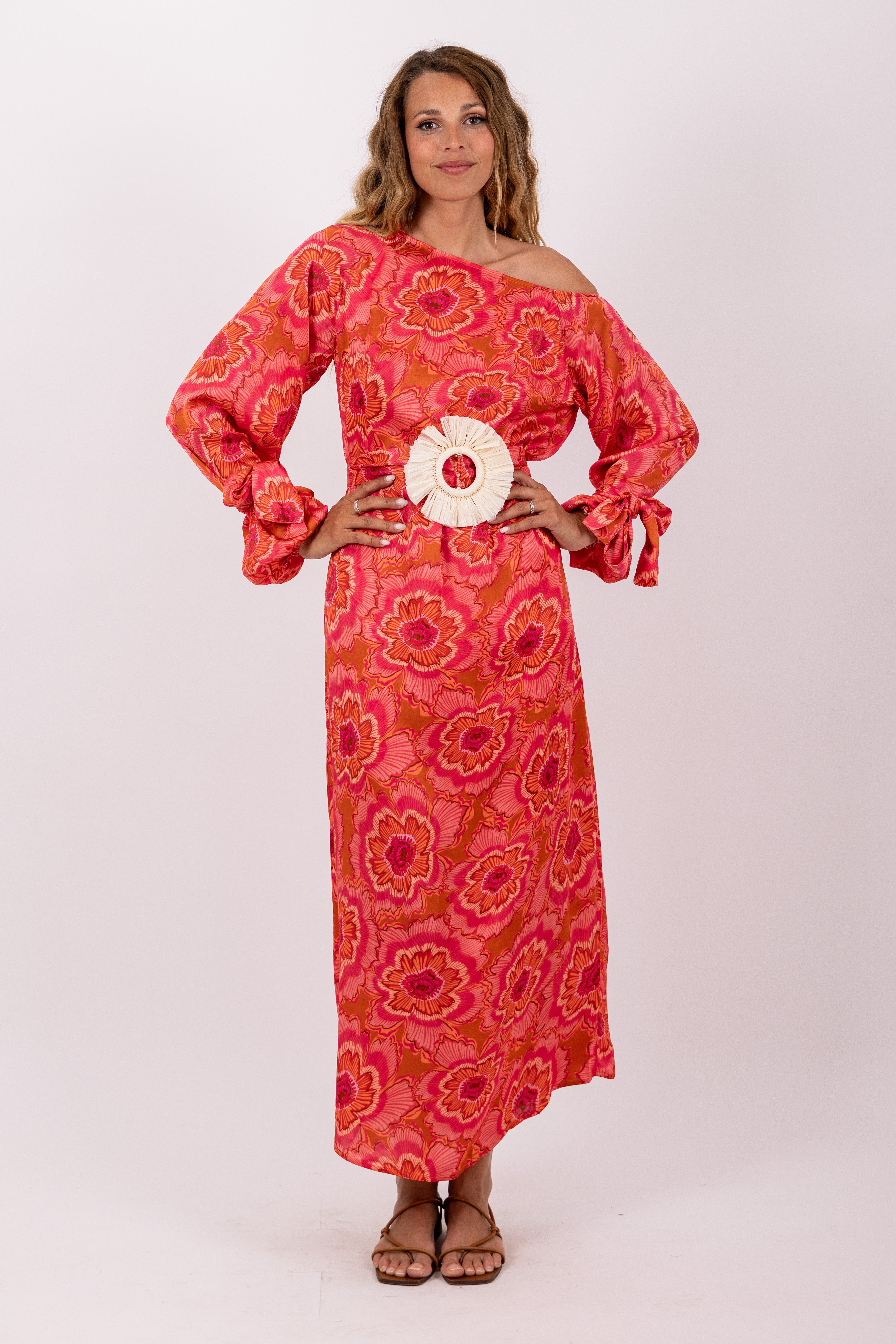 Sundress ELOISE LONG DRESS Merida on cupro coraly