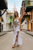 SUNDRESS MOON white linen with embroidery