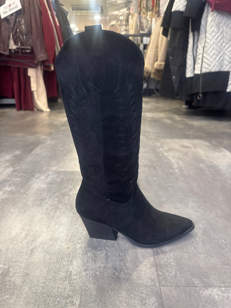 Cleo mid calf western boot black