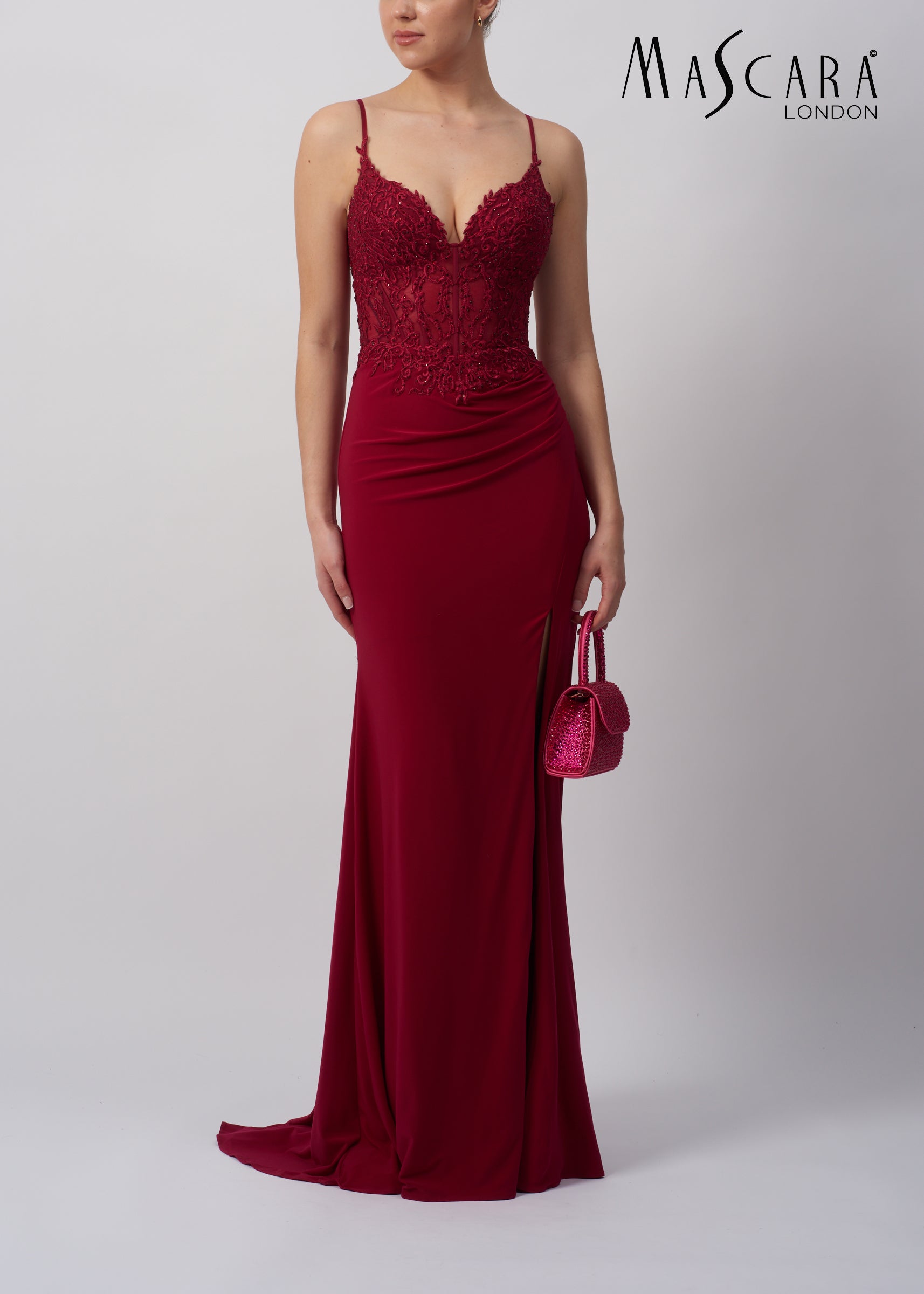 MC18328 TIE BACK DRESS BERRY