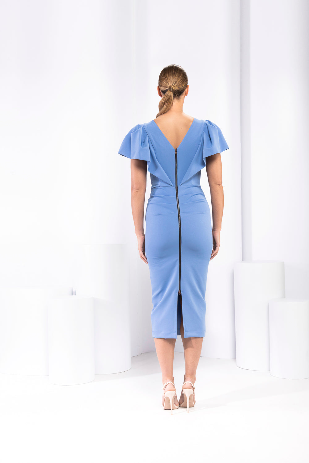 Kevan Jon Karolina frill knee dress Cobolt