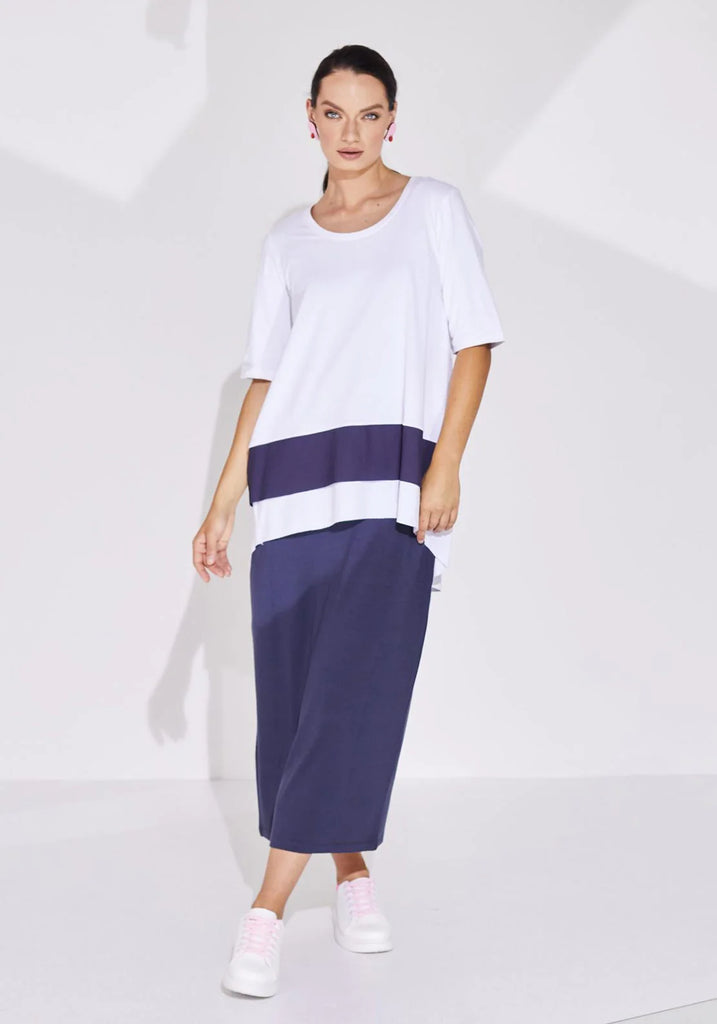NAYA NAS24360 Jersey Top with Contrast Panel