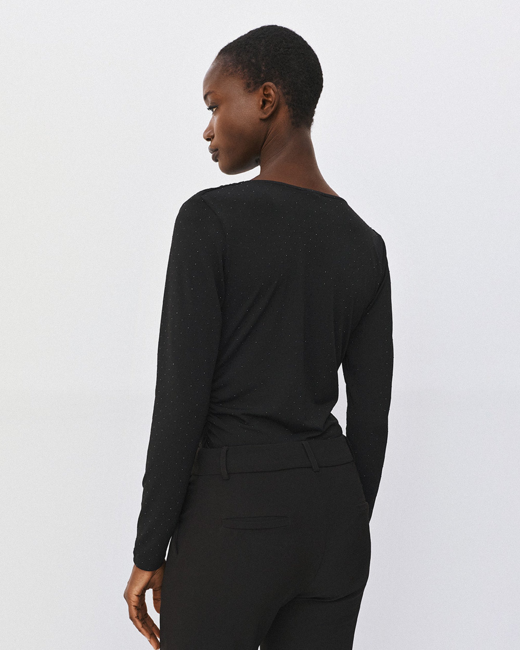 Access Fashion 64-2155-387 Draped blouse with rhinestones
