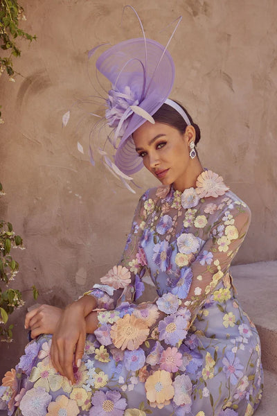 Veni Invantino 992447 A-line Appliqué Flower Dress