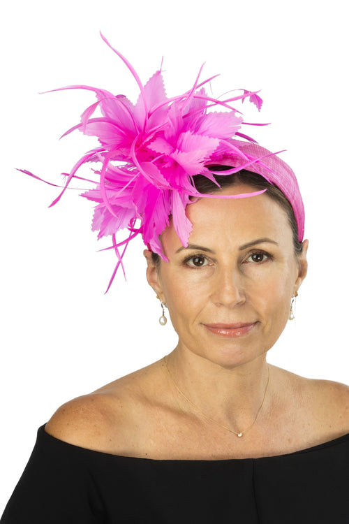 Snoxell & Gwyther 1107 Cerise   feather fascinator