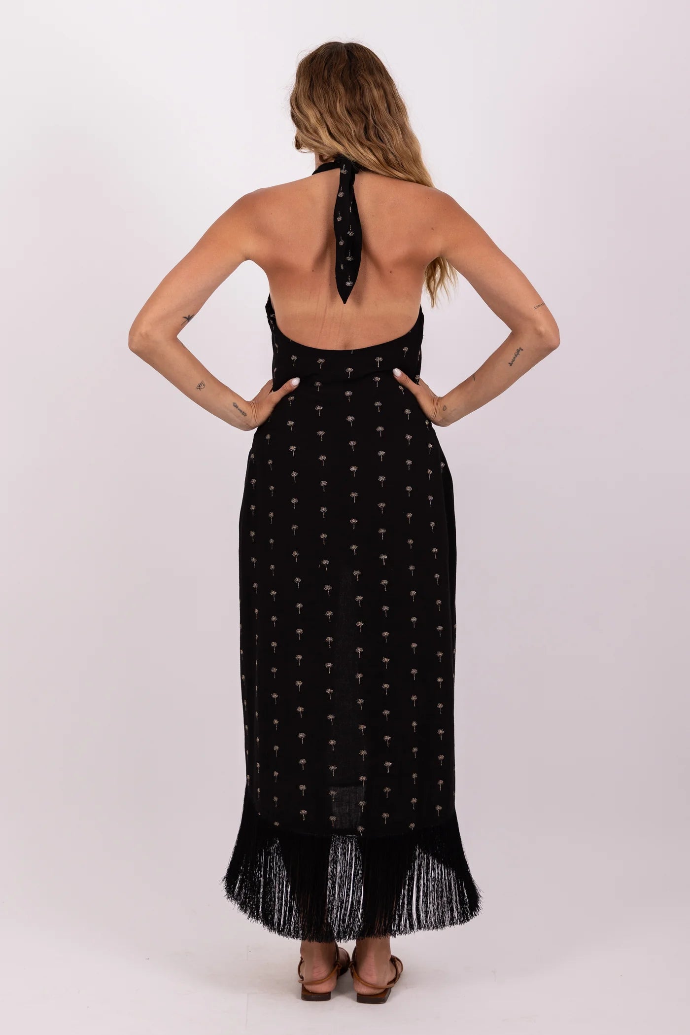 Sundress CAPRI DRESS Gold PalmTrees