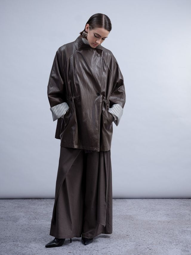 HAAKO Faux leather jacket H2026 Greige