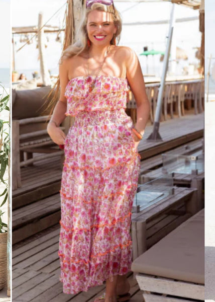 Place du Soleil Bandeau floral maxi dress