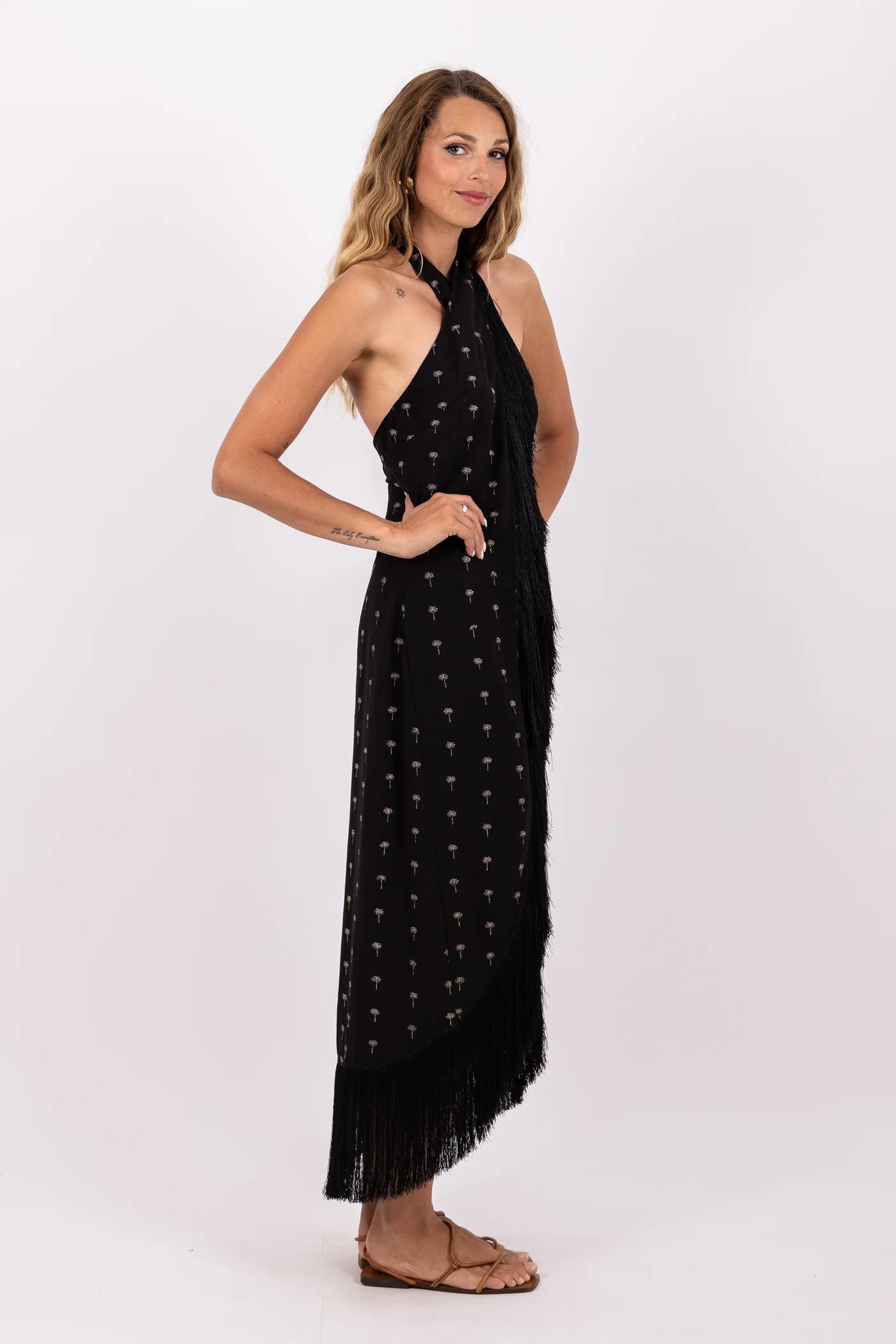 Sundress CAPRI DRESS Gold PalmTrees