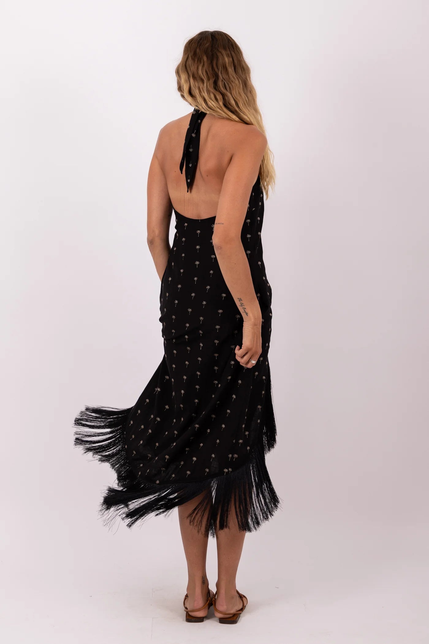 Sundress CAPRI DRESS Gold PalmTrees