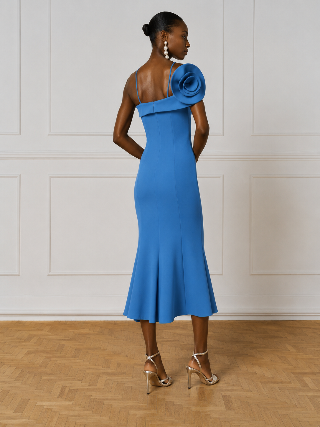 Access Fashion 3332 Long dress with a flower Blue