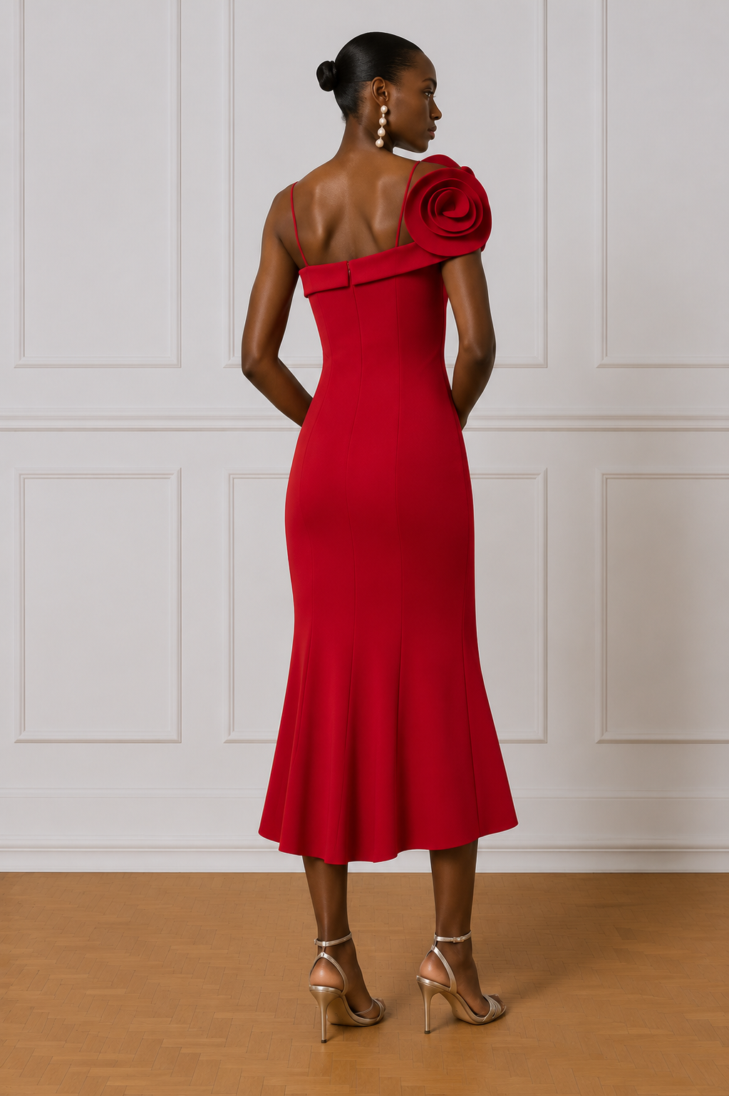 Access Fashion 3332 Long dress with a flower Red