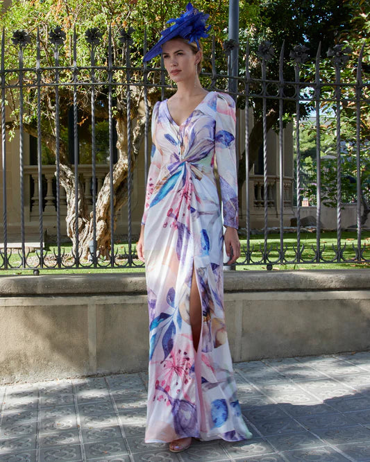 Couture club 8g1d9 satin print maxi
