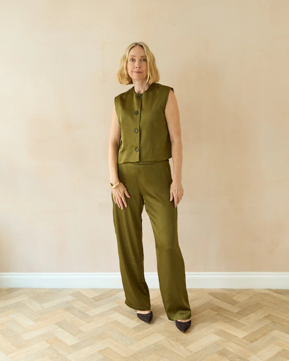 CHALK EVIE TROUSER | AVOCADO