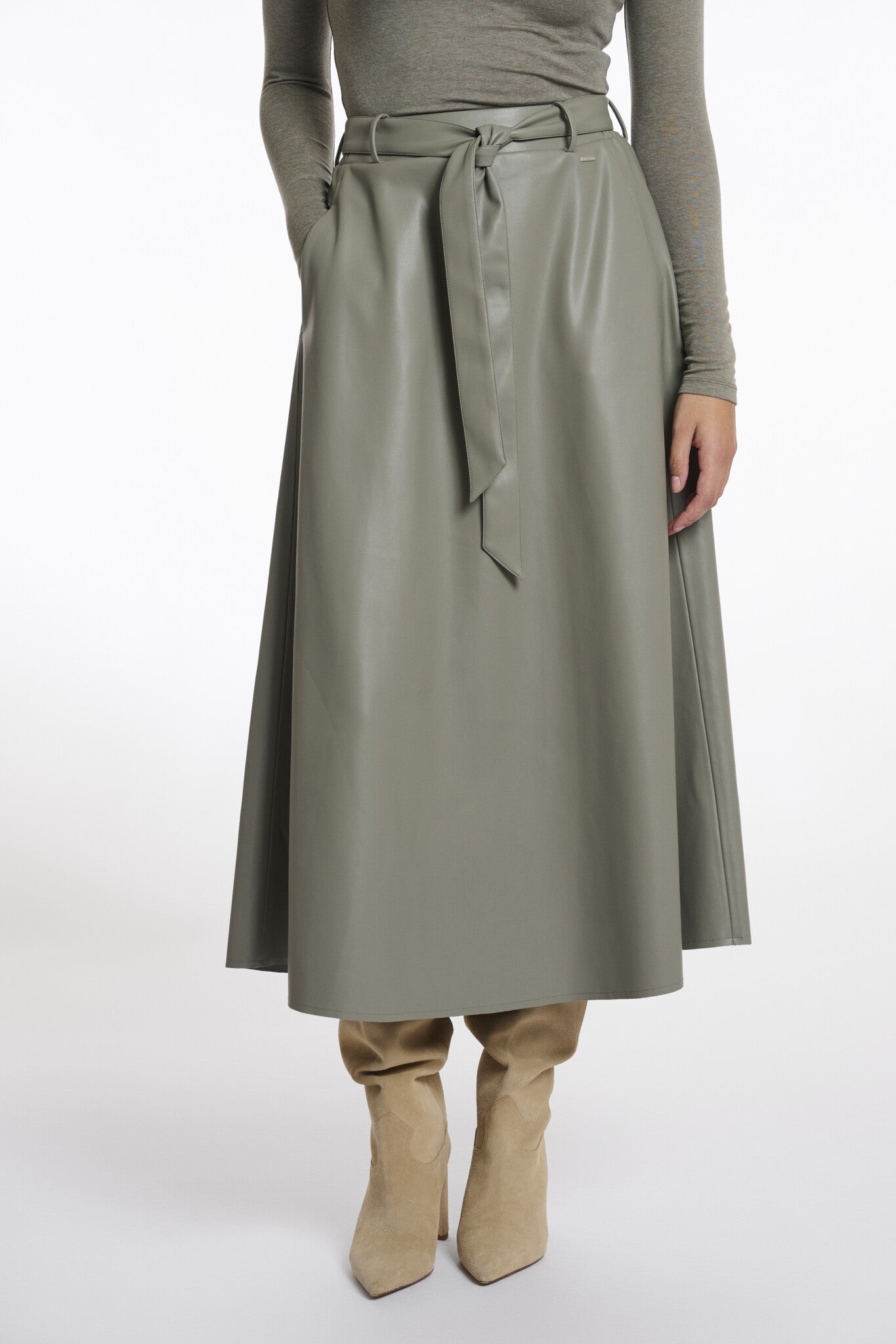 Rino & Pelle Chelsea faux leather skirt Green ash