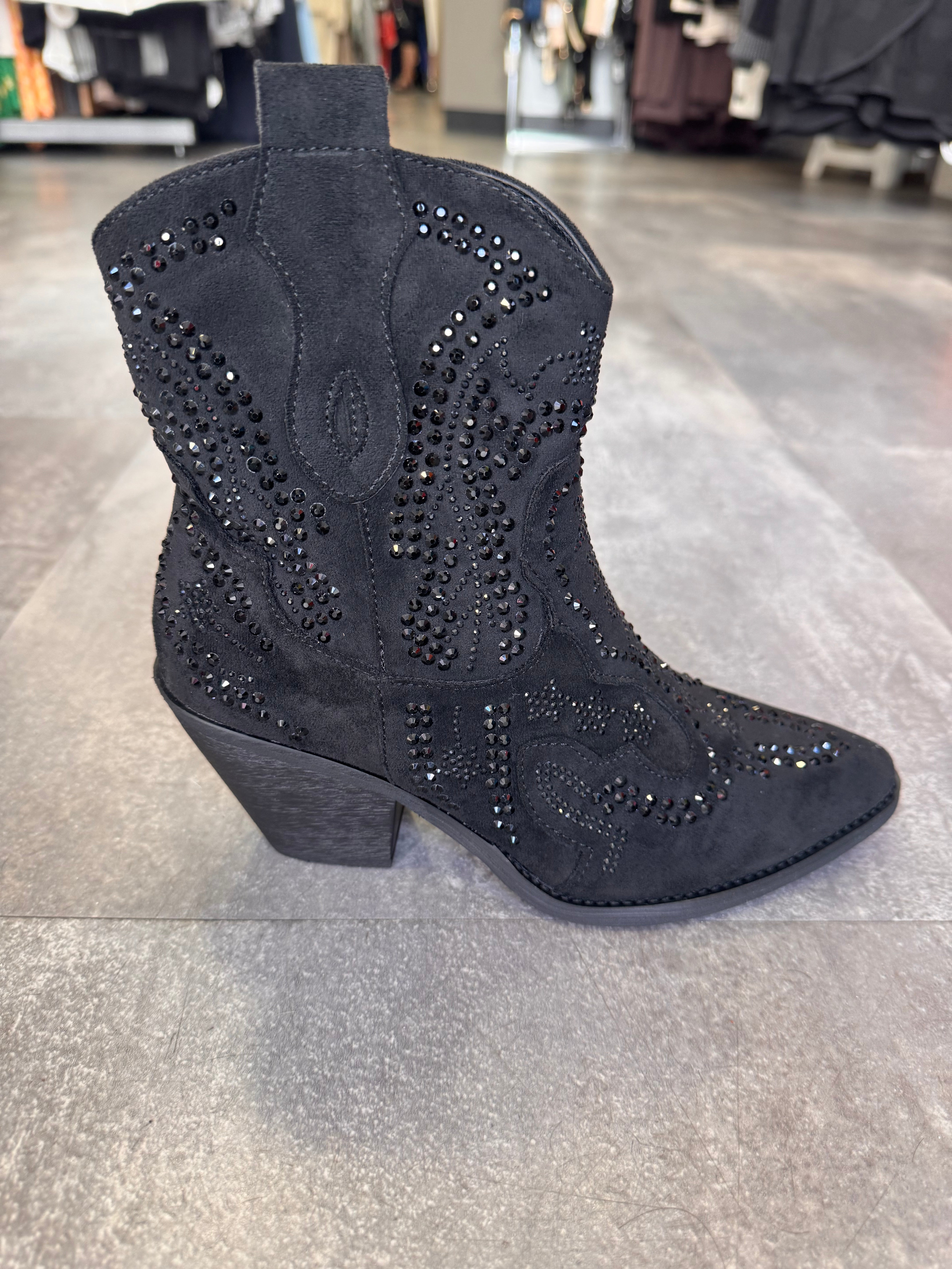 Krystal black diamanté cowboy boot