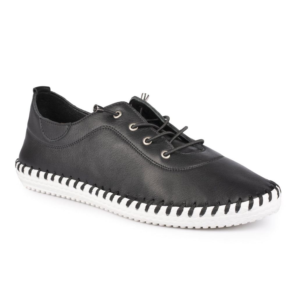 ST IVES LEATHER PLIMSOLE black /white sole