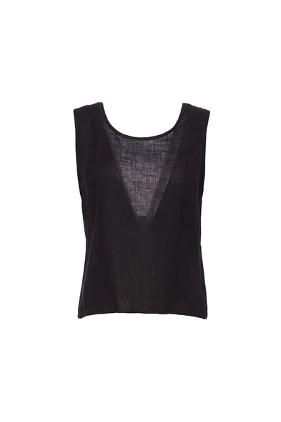 NAYA  NAS24372  black linen top cut away back