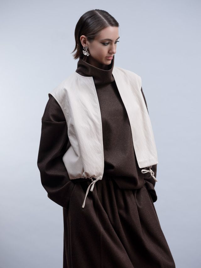 HAAKO Faux leather waistcoat H2010 Ivory