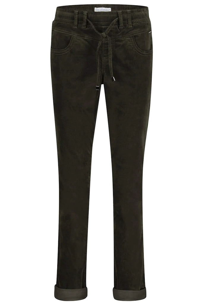 Red button Tessy velvet trouser