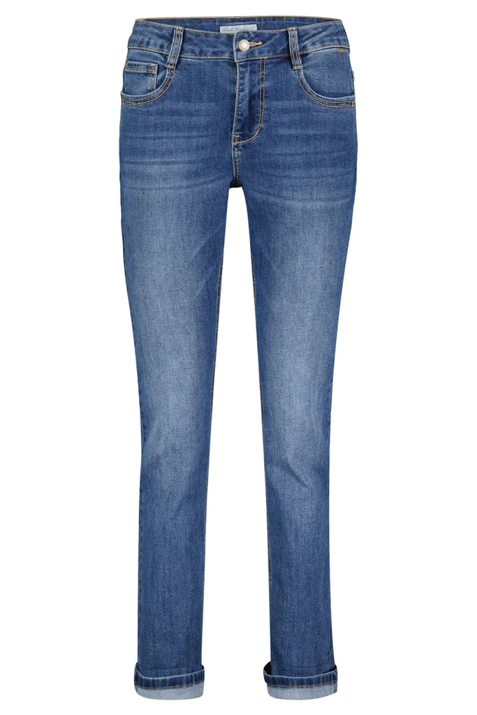 Red button Kate turn up blue denim