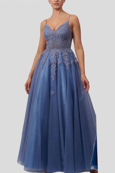 MASCARA MC11945 Steele Blue Tule dress