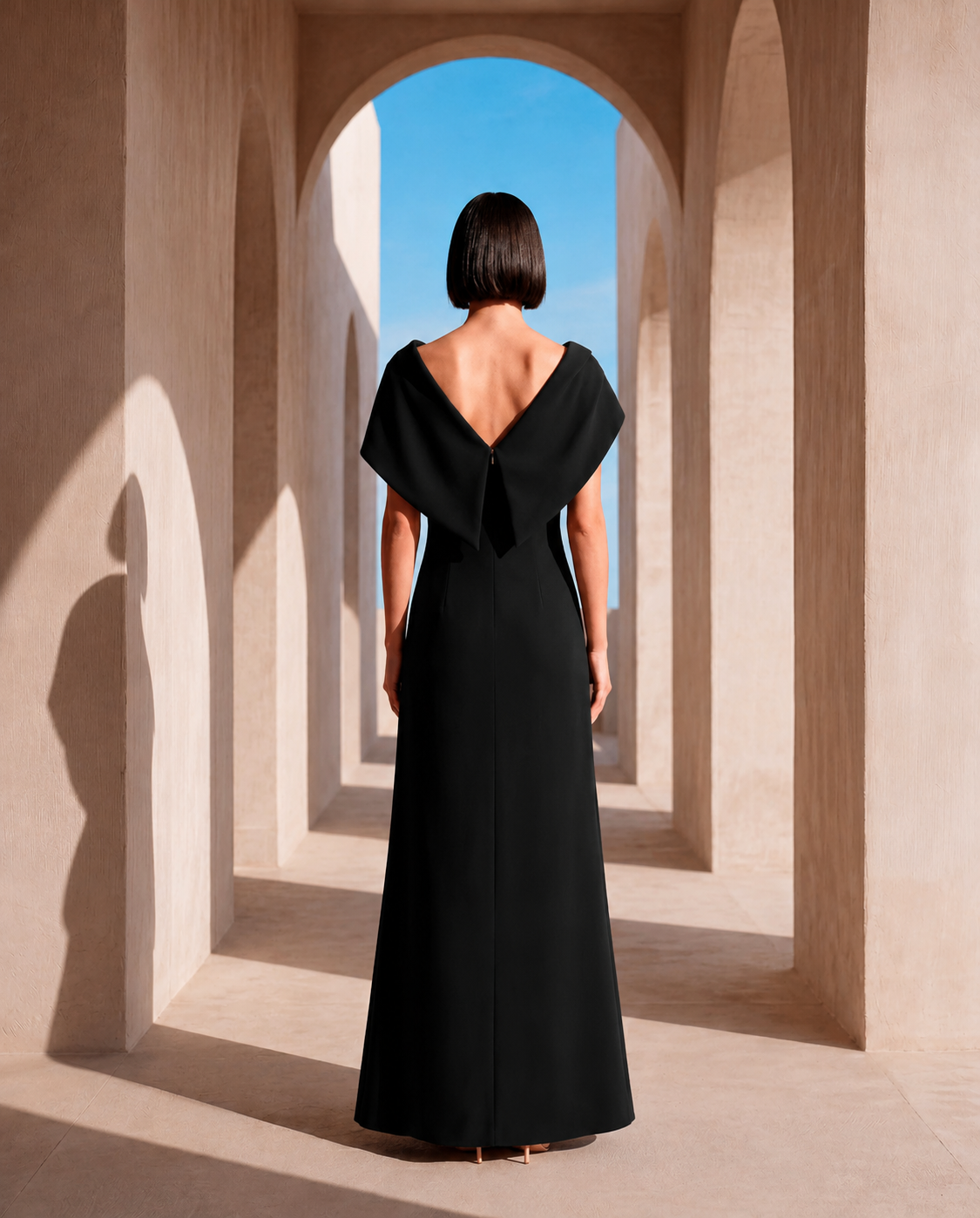 Carla Ruiz 53044 Pleated maxi dress with keel. Black/pink