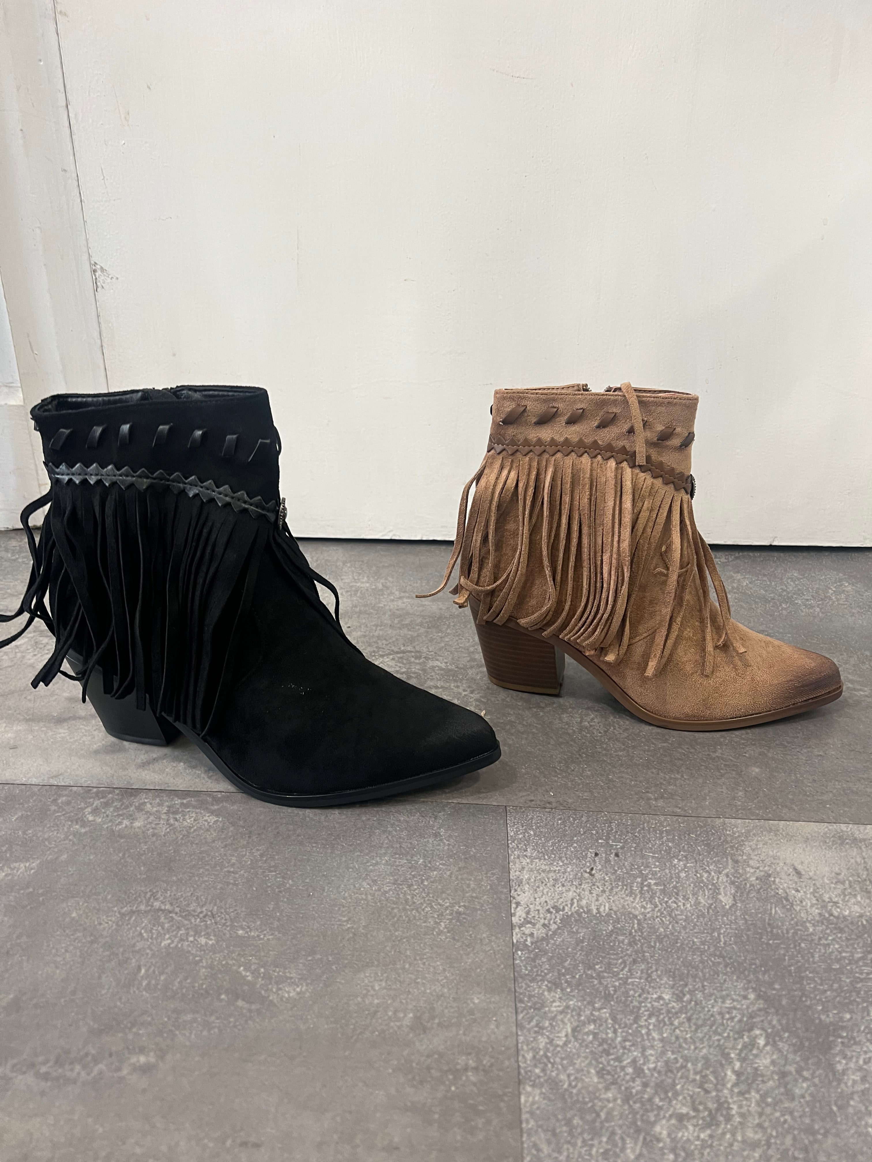 Fringe ankle boot
