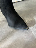 Low heeled  toe top black western boot