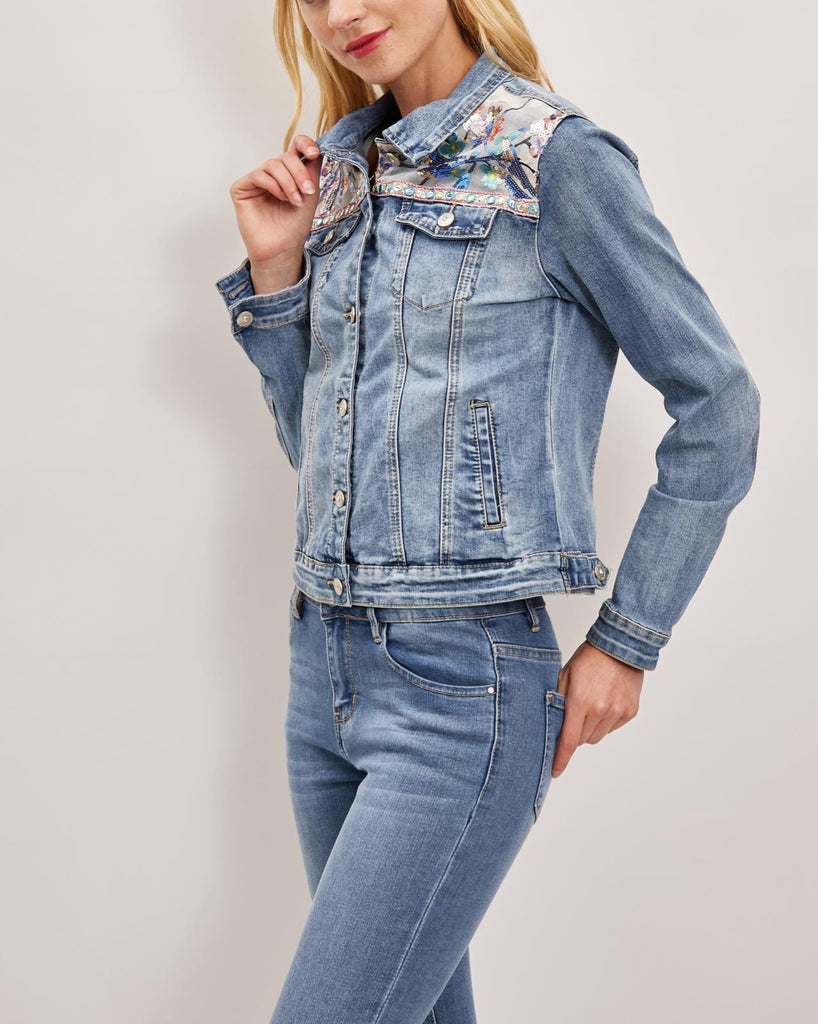 Brenda floral sequin denim jacket