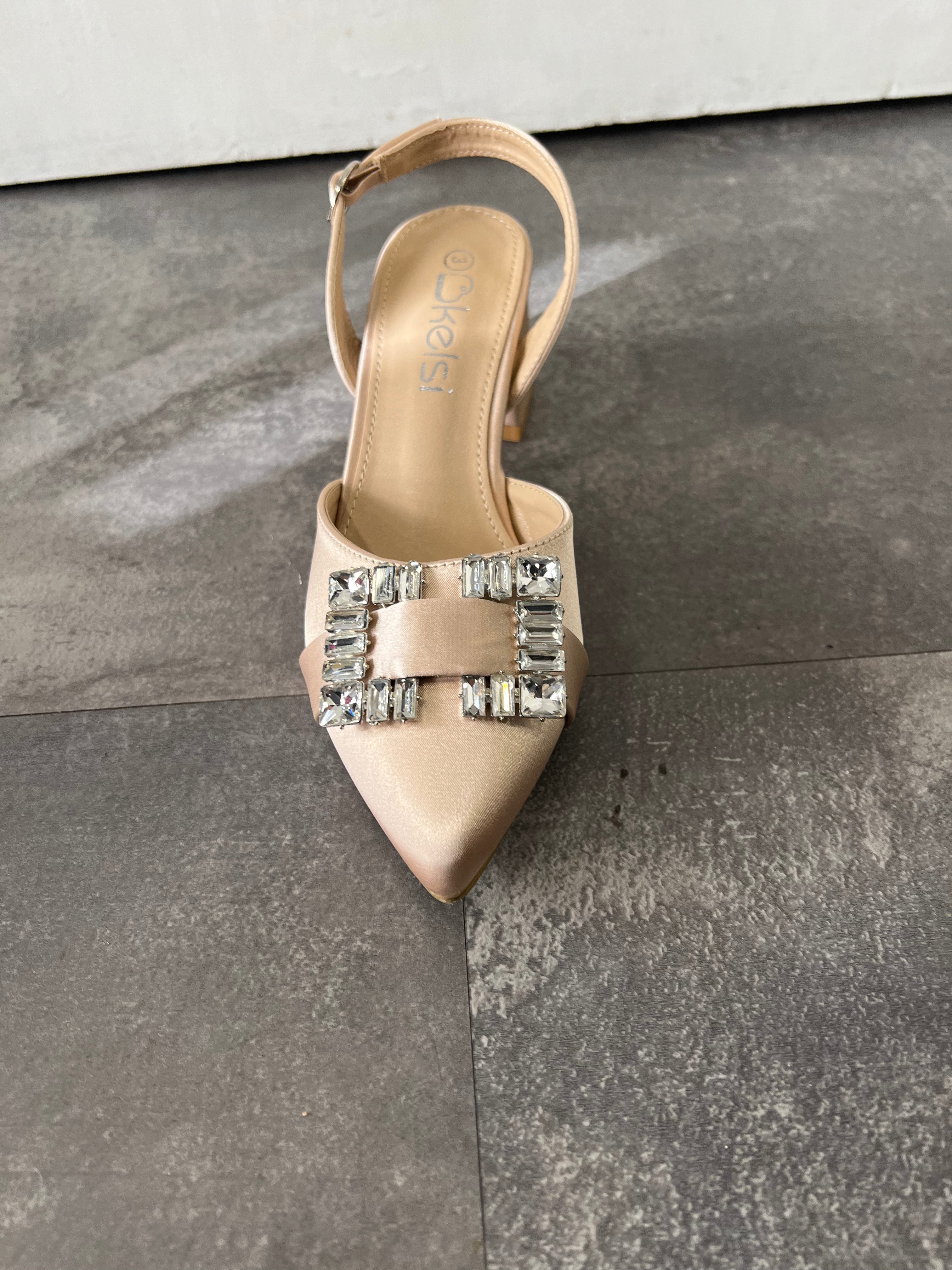 Satin buckle slingback