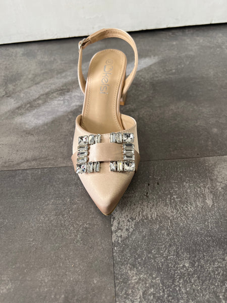 Satin buckle slingback