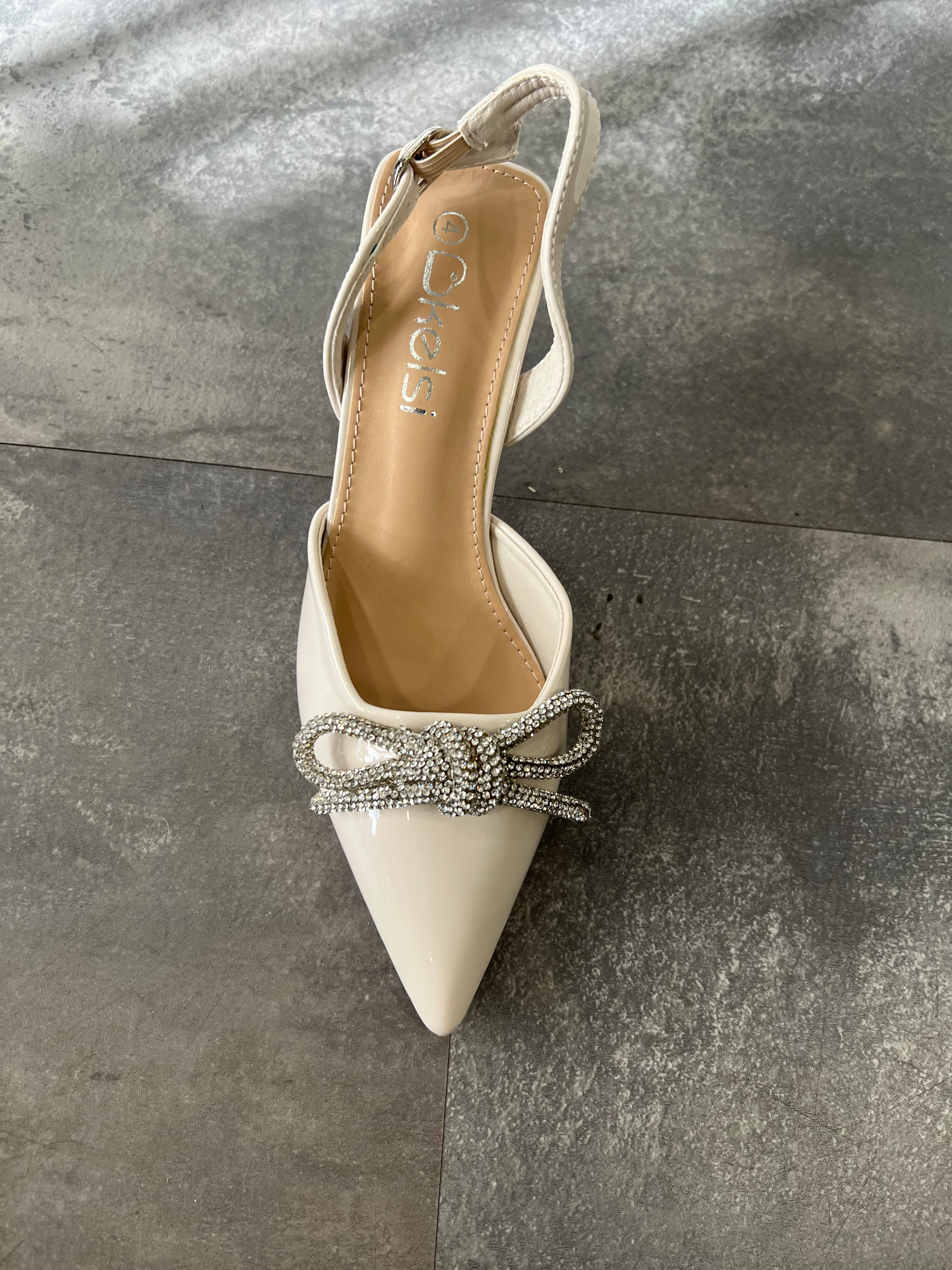 Nude patient bow slingback