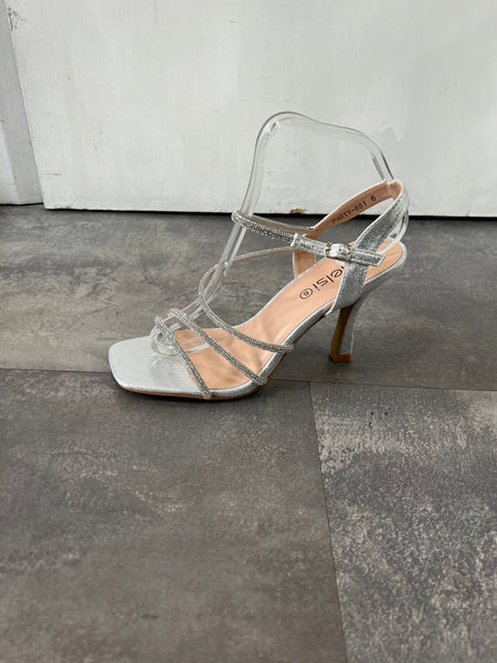 Silver diamanté high strappy sandals