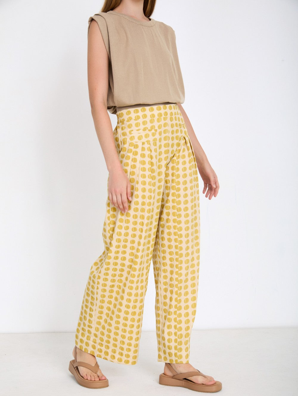 Skatie Polka Dot palazzo trouser - Brass