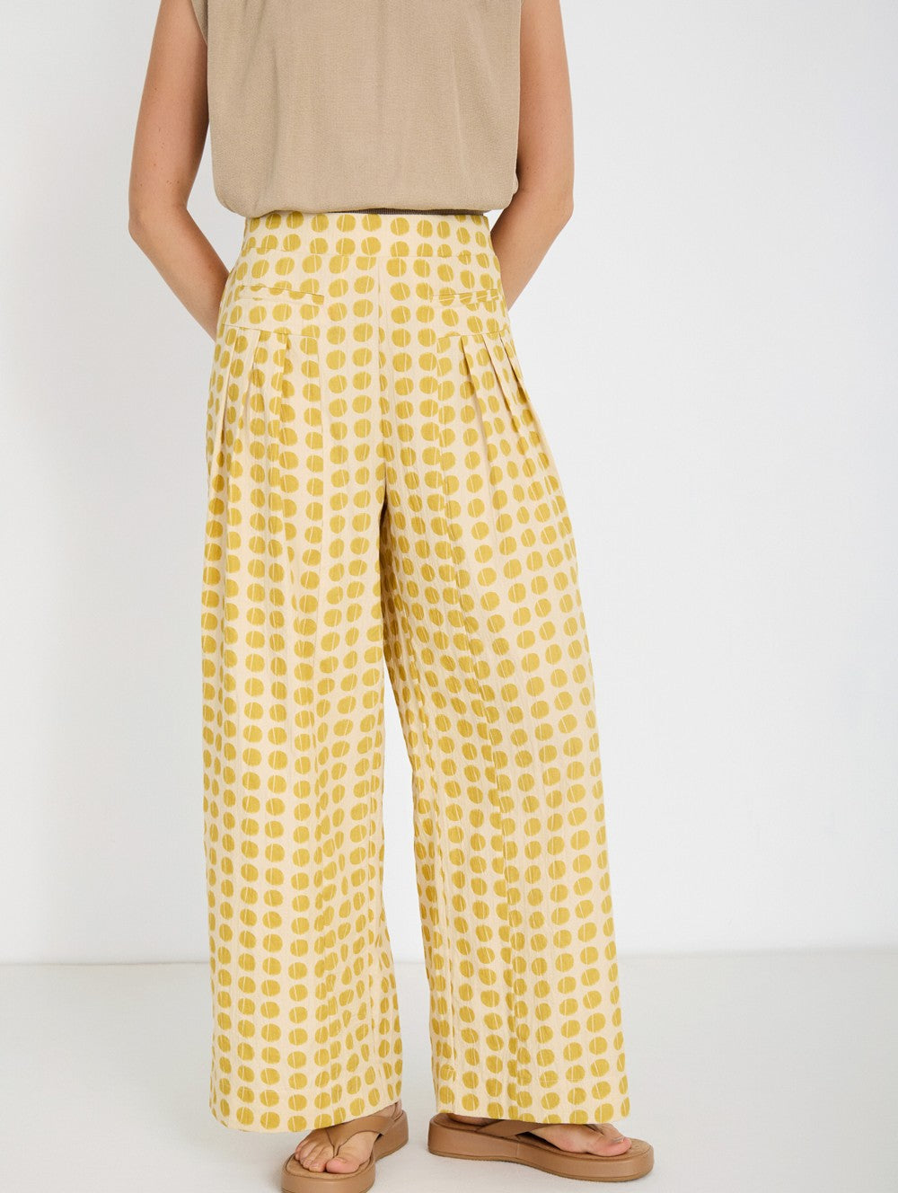 Skatie Polka Dot palazzo trouser - Brass