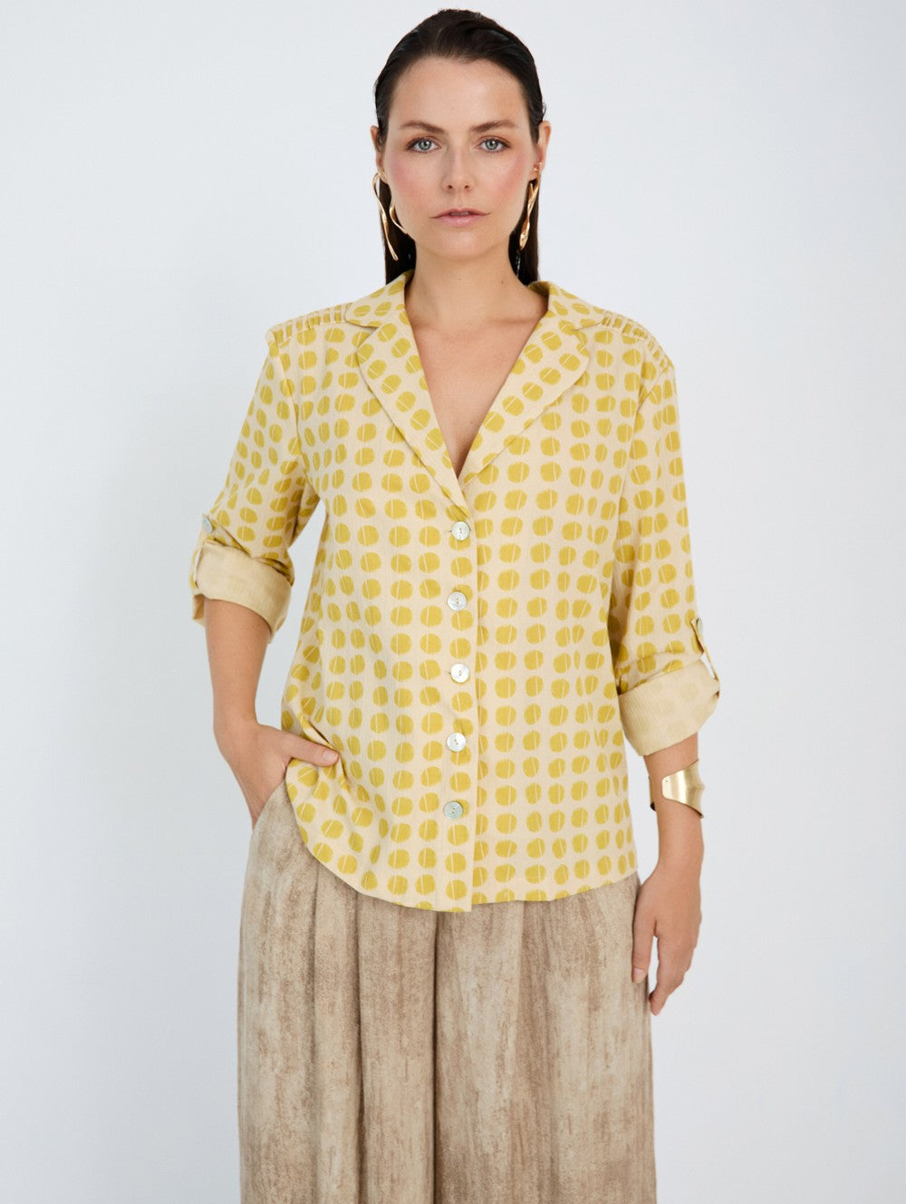 Skatie Polka-dot co shirt - Brass