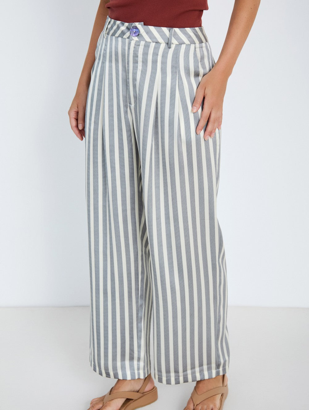 Skatie Satin striped trousers