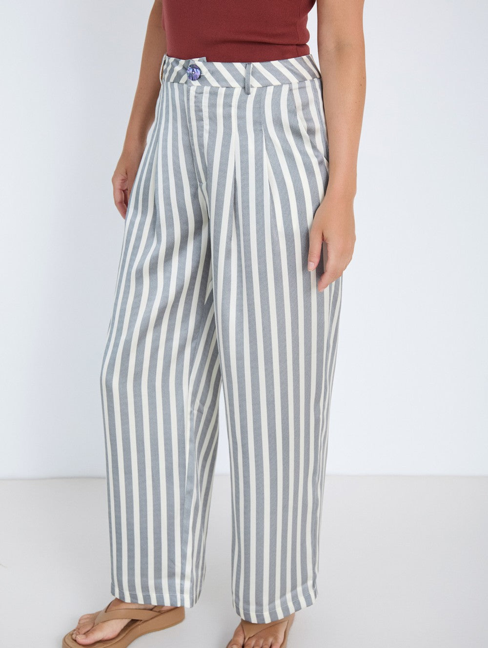 Skatie Satin striped trousers