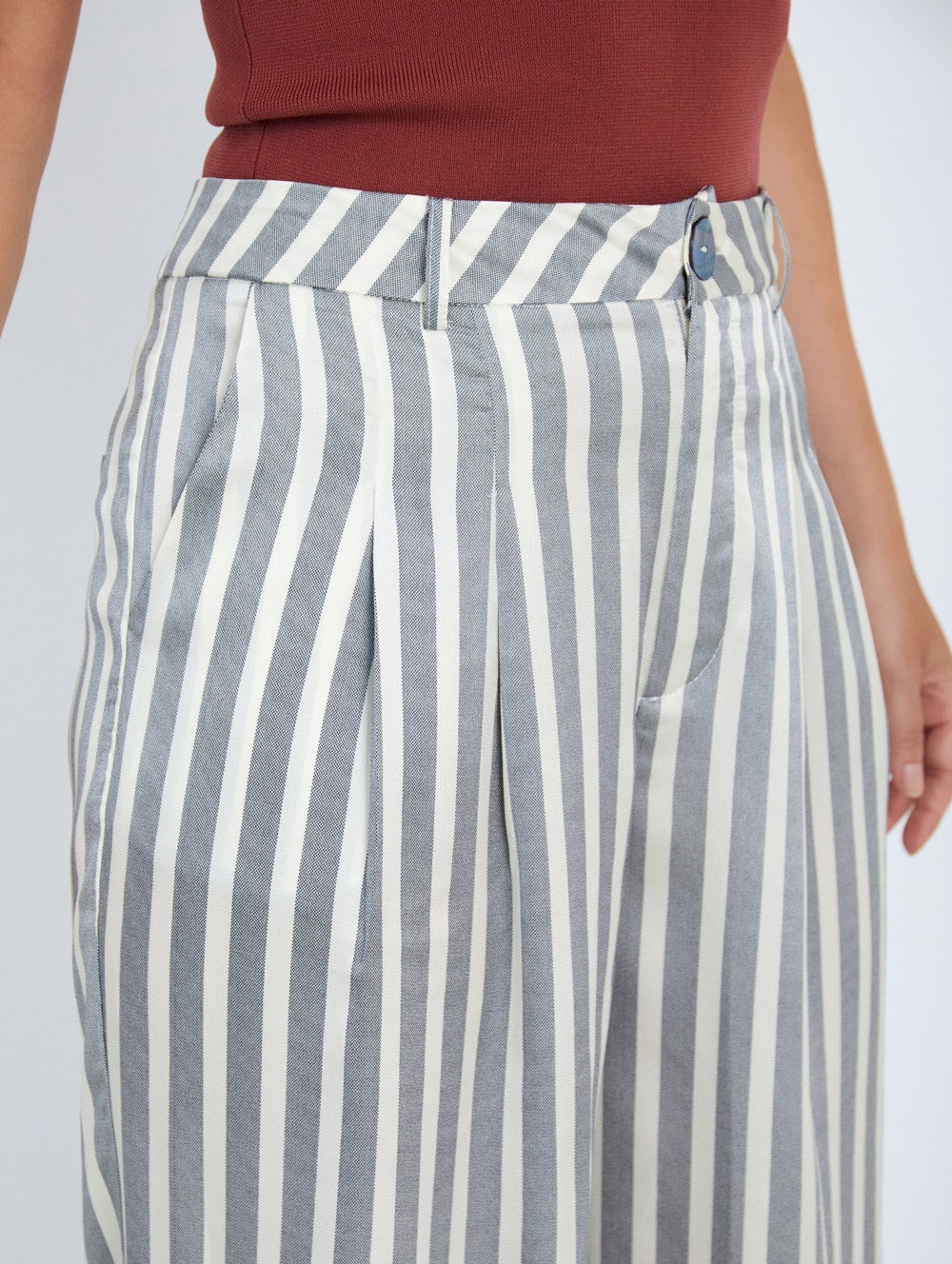 Skatie Satin striped trousers